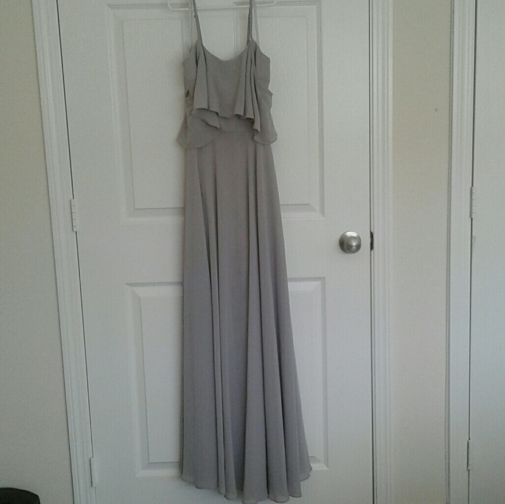 Elegant Grey Spaghetti-Strap Wedding Dress